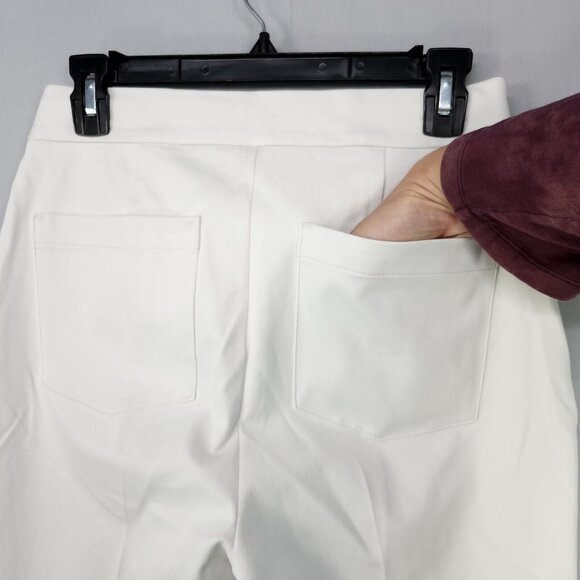 Spanx Pants Ankle Straight White Silver Lining Body Shaping Medium Pull Ons - Picture 15 of 16